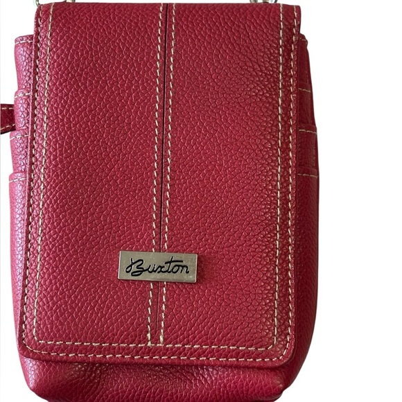 Buxton Handbags - Buxton Genuine Leather Crossbody Mini Bag Wallet Purse Red Removable strap NWT